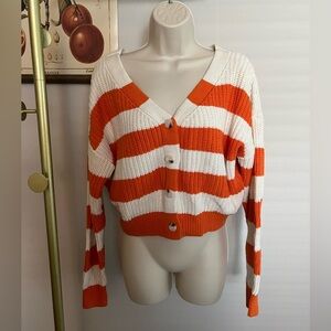 Sweater - orange and off white stripes